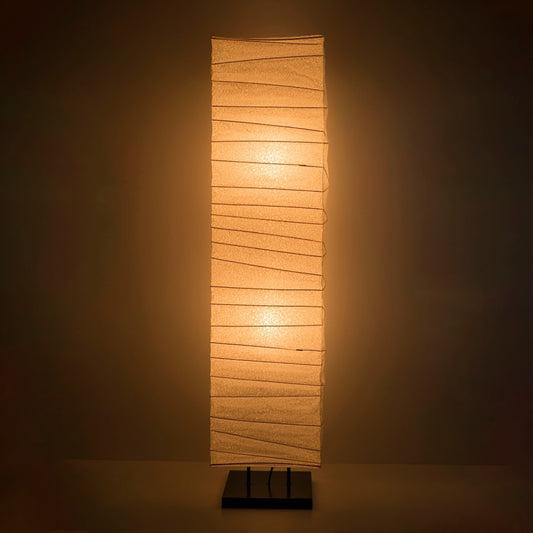 Japanese Washi Paper Floor Lamp "Harusame Washi 02" illuminating a dark room – Handmade Standing Lamp for living room