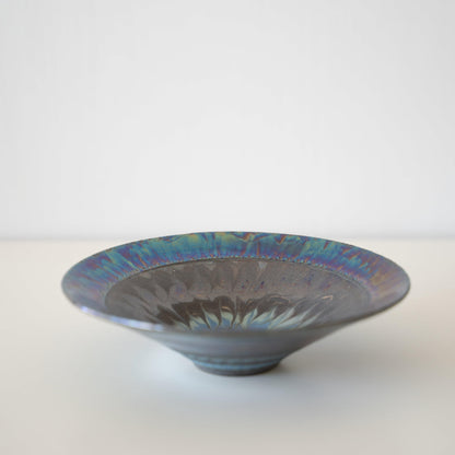 Side view of Kintsugi Bowl "Blue Rose Nebula" in a white background