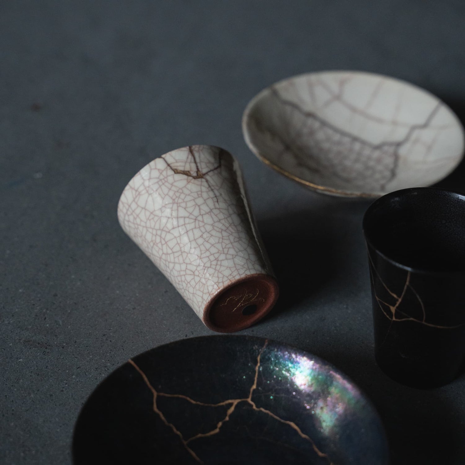 Top view of Kintsugi Ceramic works