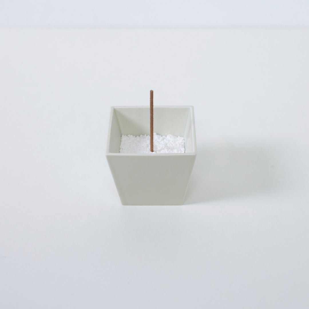 PORCELAIN INCENSE BURNER WHITE with incense stick - Minimalist designed Japanese incense holder for Japandi style room