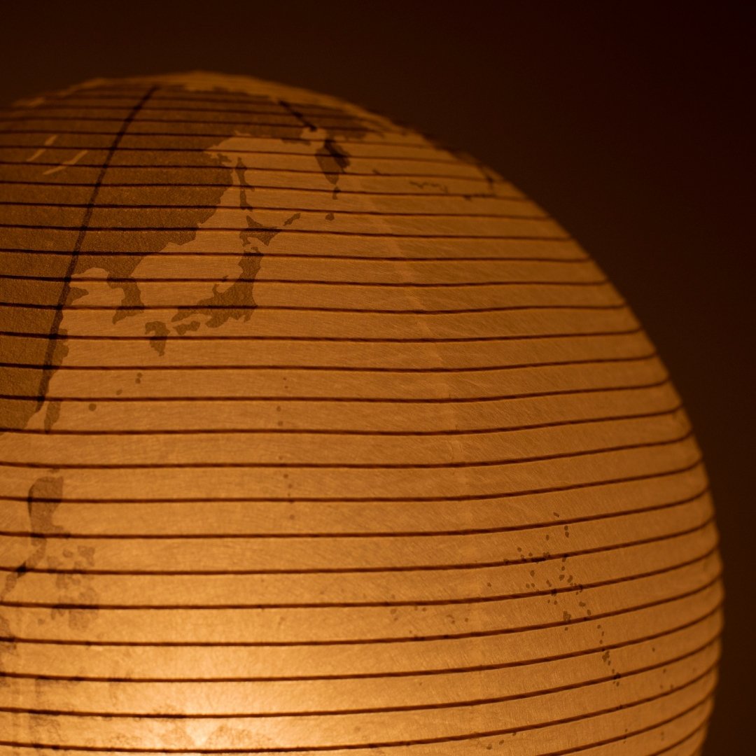 Print of Japan on Japanese Paper Floor Lamp "paper moon 05G", washi crafted Japanese floor lamp