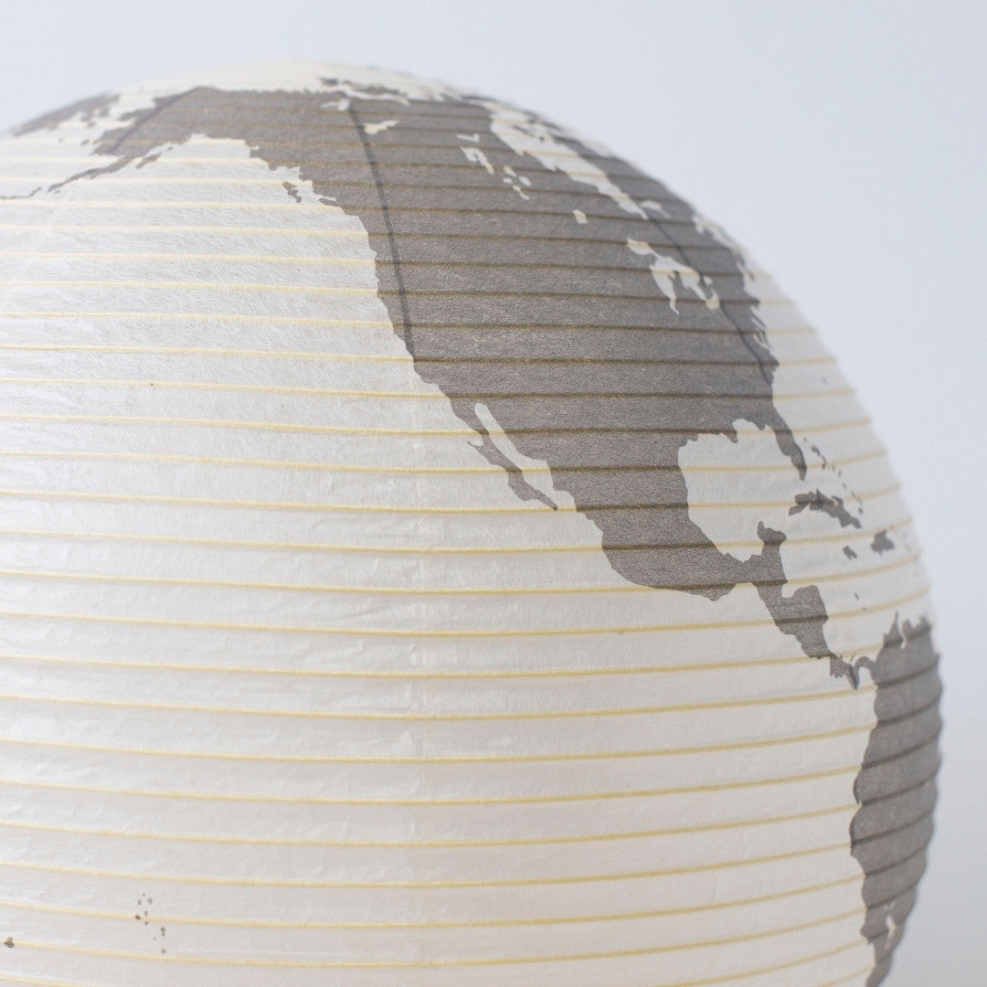 Print of North America on Japanese Paper Floor Lamp "paper moon 05G", paper floor lamp design