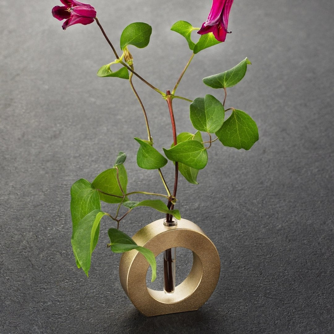 Japanese flower arranging with Japanese vase "Bush of copper" for traditional flower arranging art