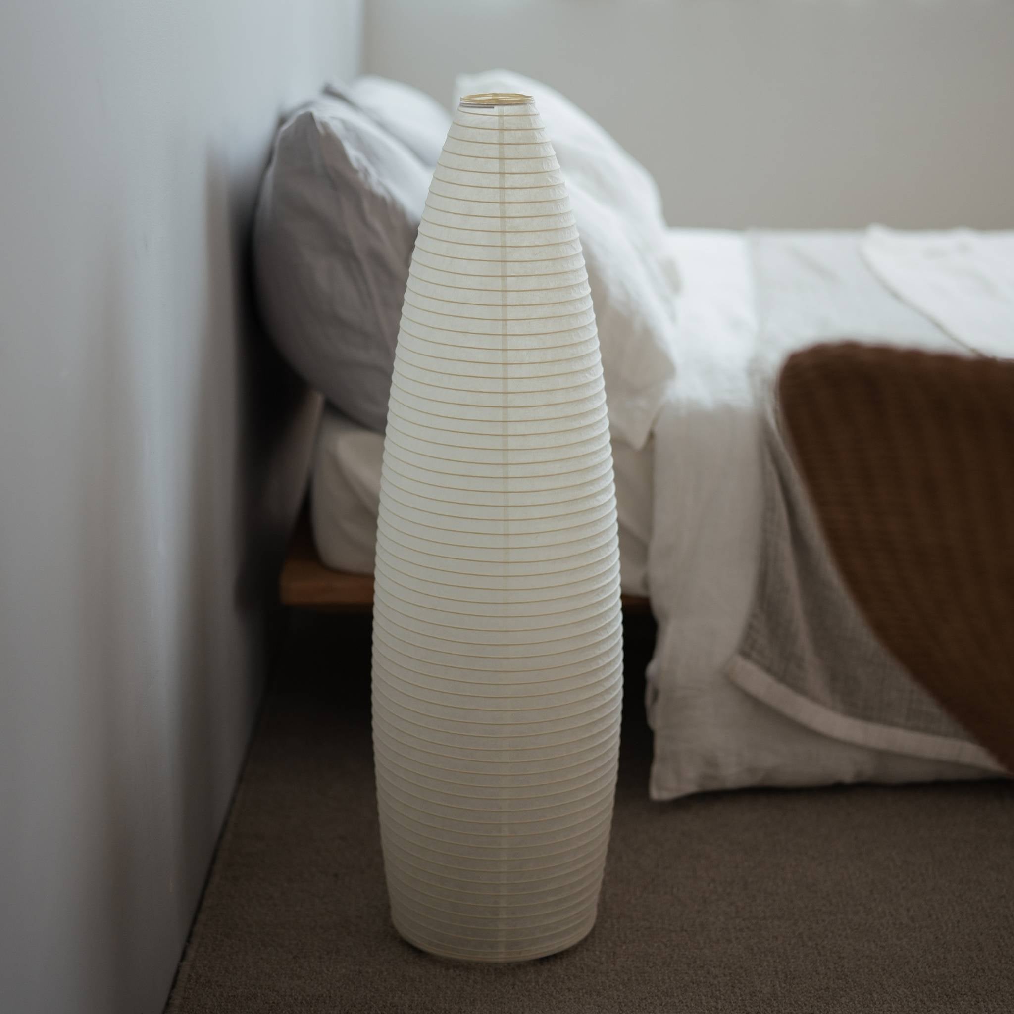 Slim Japanese Paper Floor Lamp Paper Moon 13 – Modern Washi Lamp for Japandi Bedroom