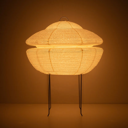 Warm glowing Japanese paper floor lamp GEMINI 01, modern washi Japanese floor lamp lighting