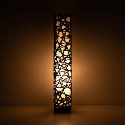 Warm glowing black Japanese paper floor lamp ME-LOOK 02, compact slender Japanese floor lamp