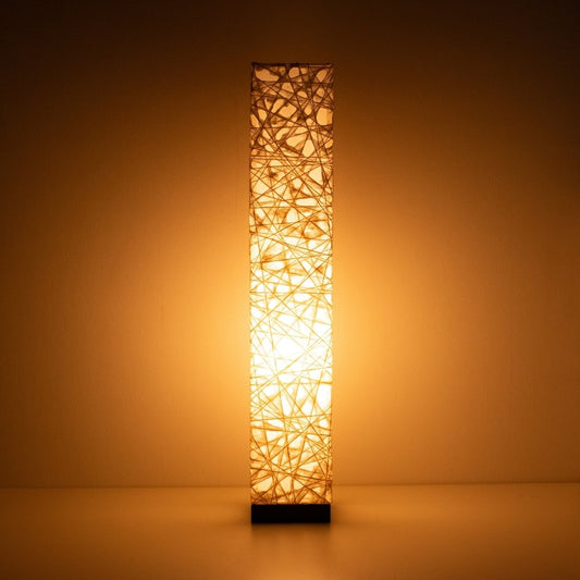 Warm glowing white Japanese paper floor lamp ME-LOOK 02, compact slender Japanese floor lamp
