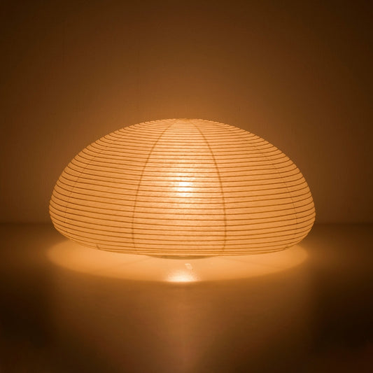 Japanese paper floor lamp "paper moon 04" glowing warmly – handcrafted Washi floor lamp