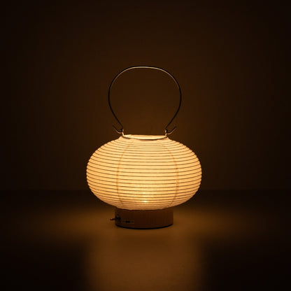 Elegant Japanese paper table lamp RIN 03, handcrafted rounded Japanese paper lamp lighting