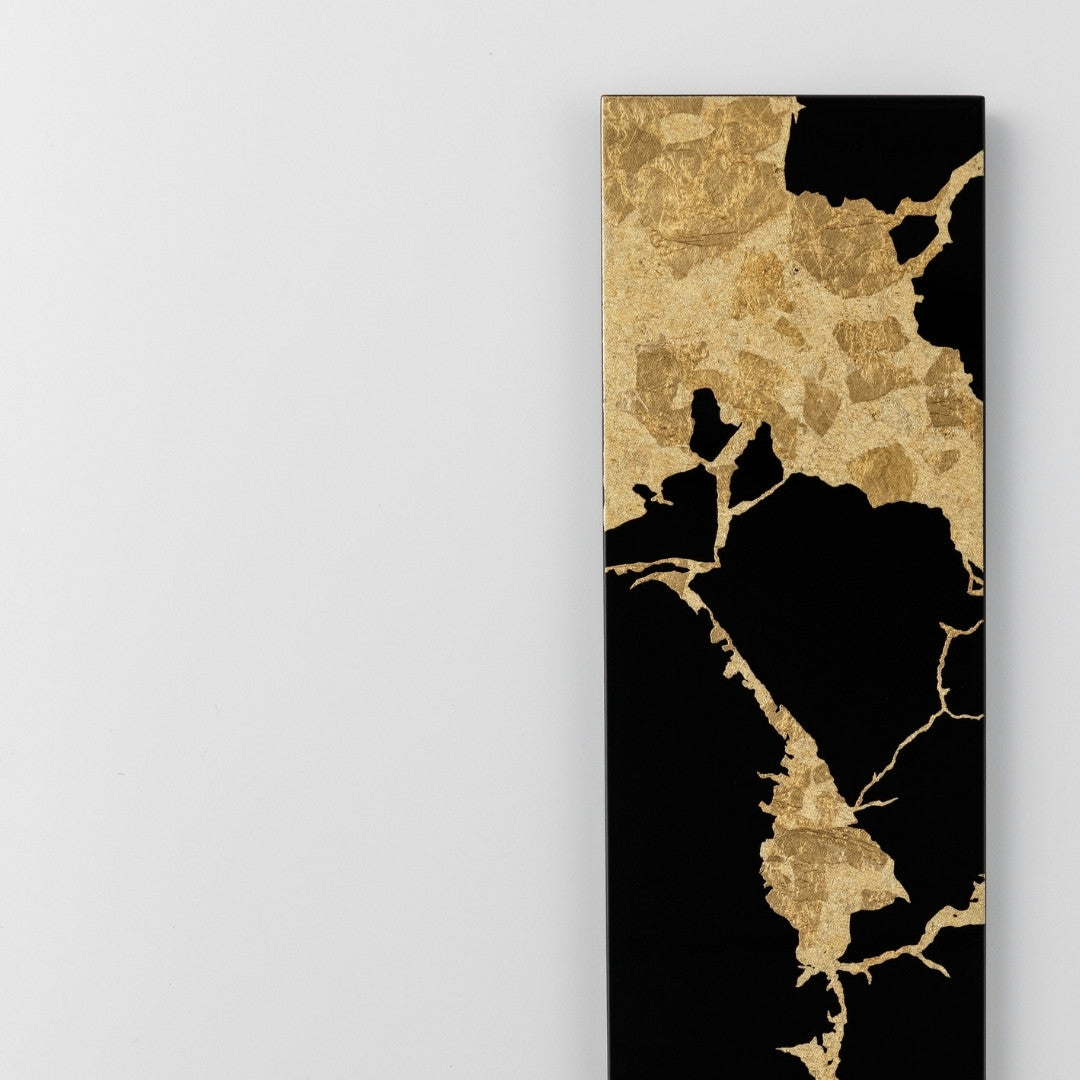 Japanese wall art Kintsugi black small – wabi sabi wall art with Kanazawa gold home decor
