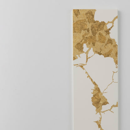 Japanese wall art Kintsugi white small – wabi sabi wall art with Kanazawa gold decor