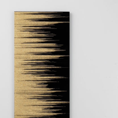 Japanese wall art Kushibiki black large – wabi sabi wall art with Kanazawa gold lines