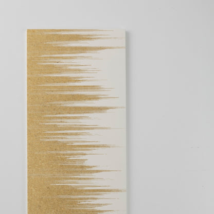 Japanese wall art Kushibiki white large – modern wabi sabi wall art with brass texture