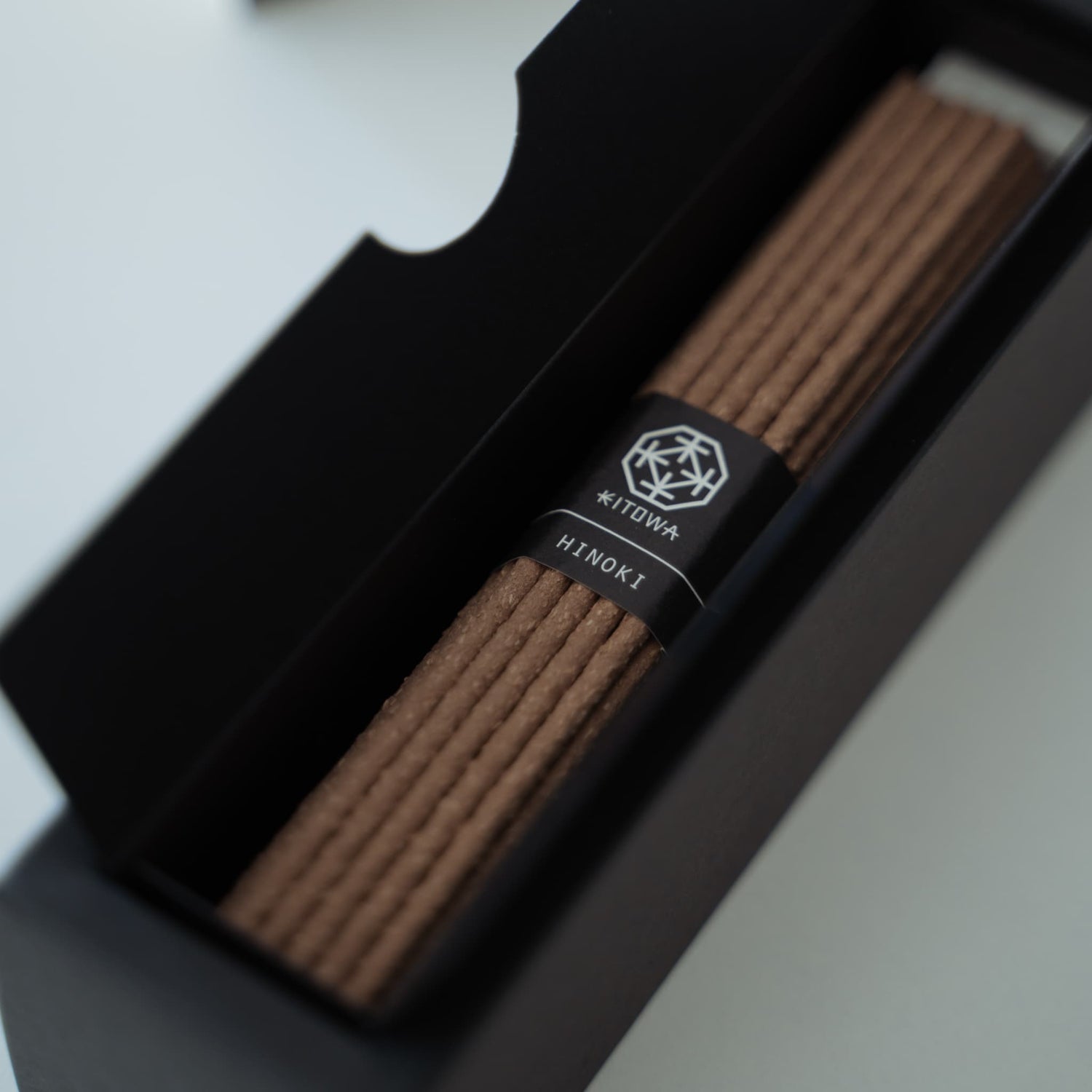 KITOWA Japanese incense sticks with hinoki (Japanese cypress) scent in a box.