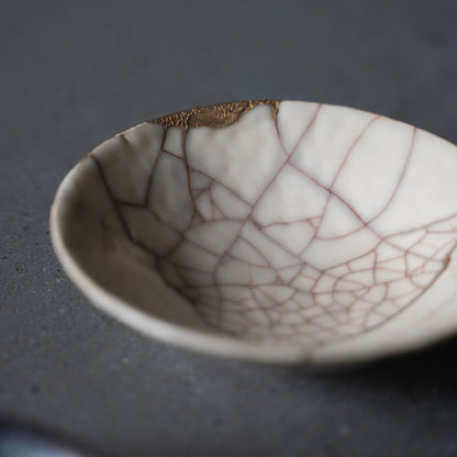 Top View of Kintsugi Bowl "Vermilion Crackle"