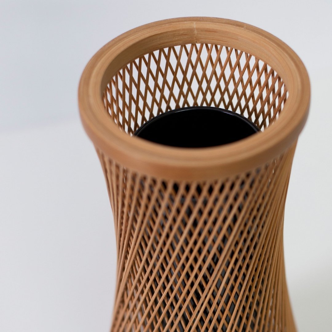 Top view of Japanese Bamboo Flower Vase “Kanon” - Wabi-Sabi inspired flower vase for Japandi style living room & bedroom