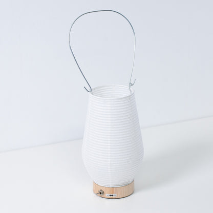 Top view of Japanese paper table lamp RIN 02, portable Mino washi Japanese table lamp design