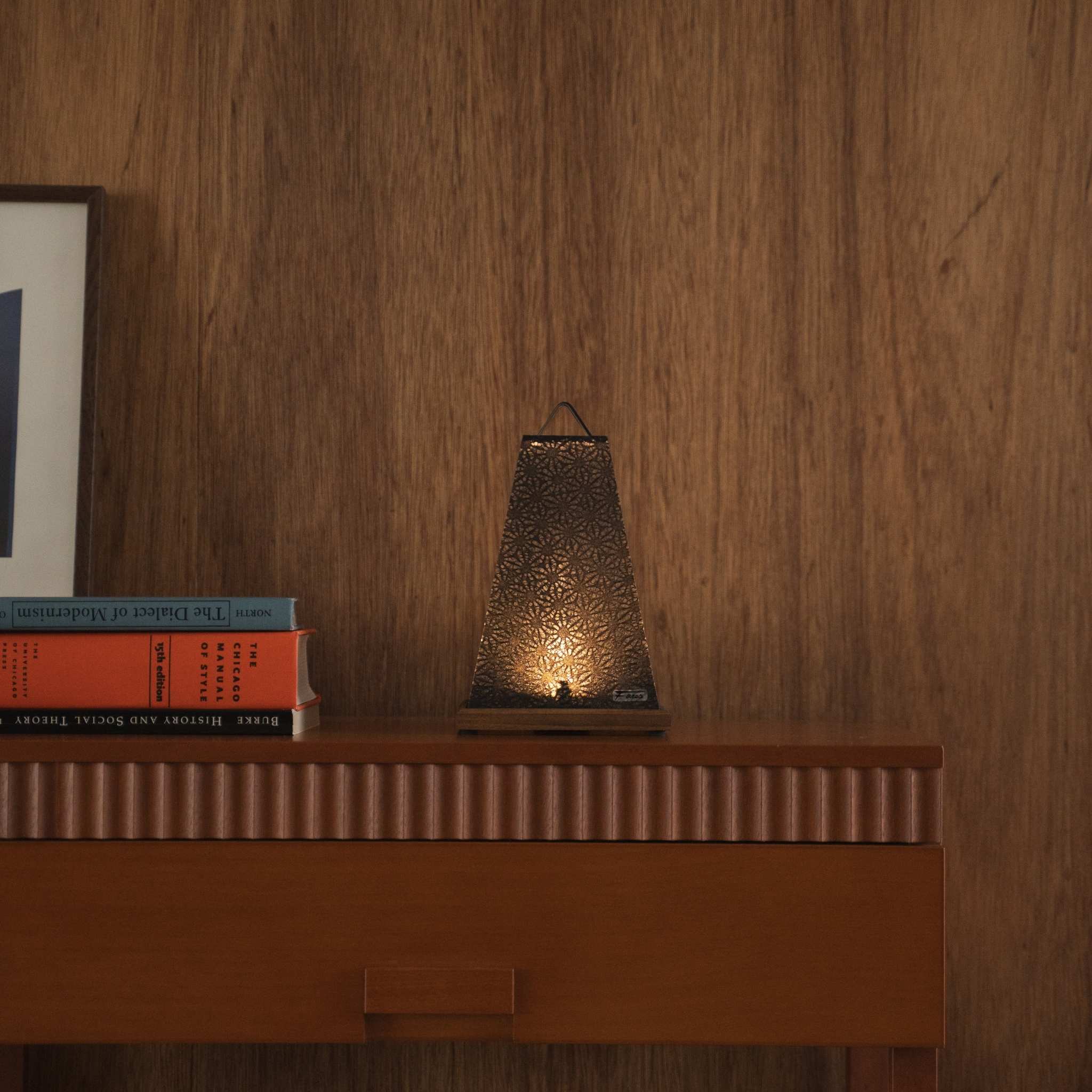 Japanese Paper Table Lamp Mini Akari | Cordless Lace Washi