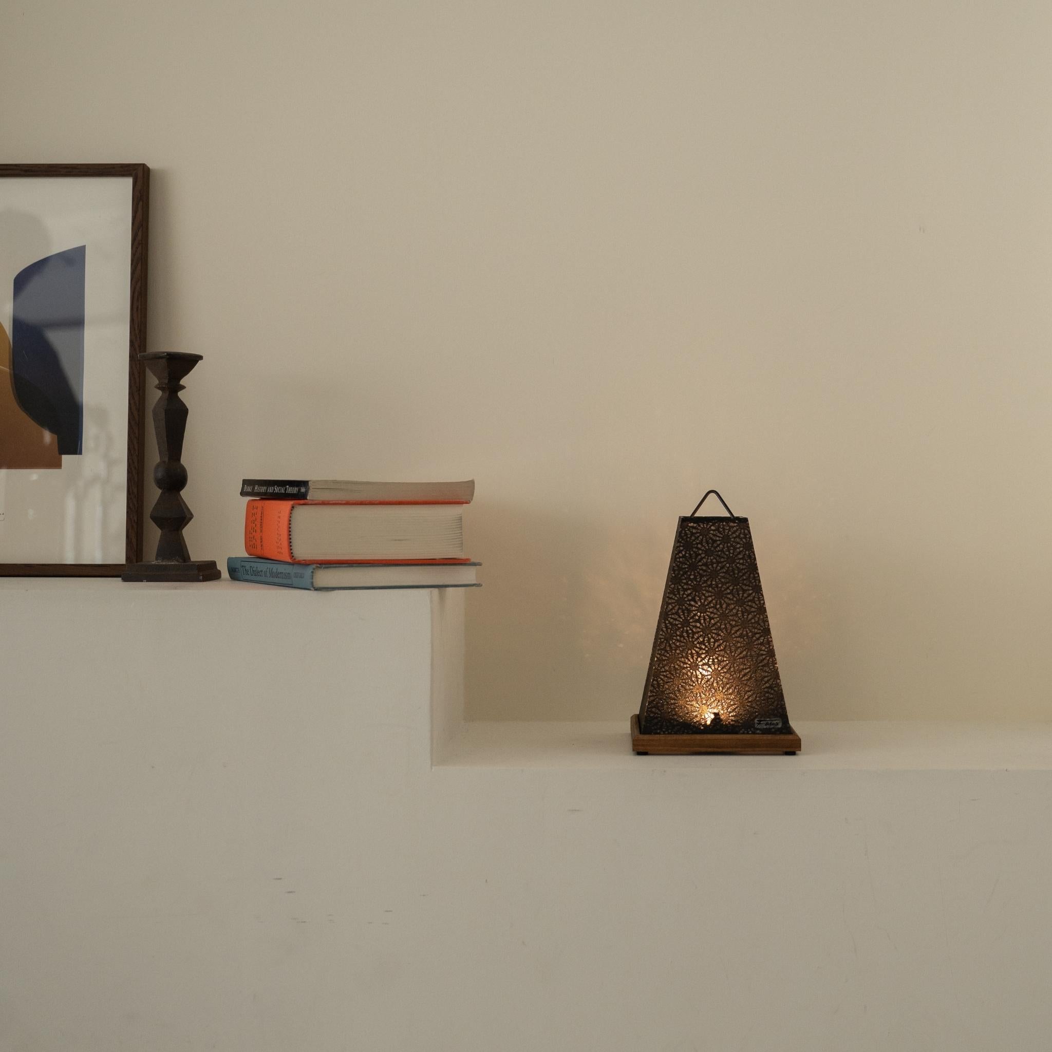 Japanese Paper Table Lamp Mini Akari | Cordless Lace Washi