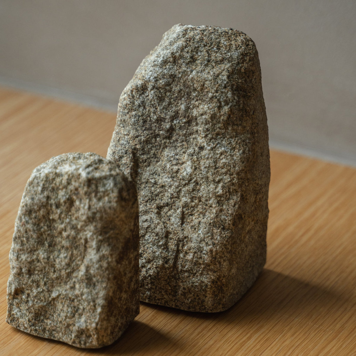 Japanese Aji Stone Book End Small in natural stone styled in a styled room, detail lifestyle view.