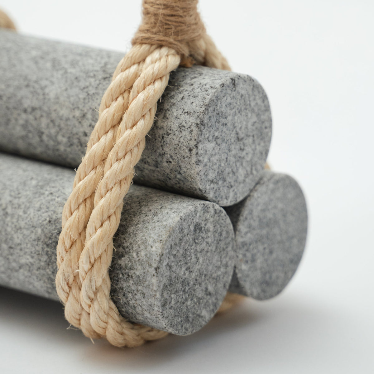 Detail view of Japanese Aji Stone Doorstop "komame" in gray.