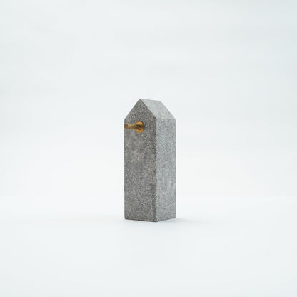 Japanese Aji Stone Key Holder in natural stone, angled view.