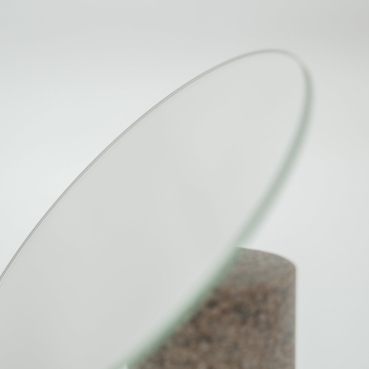 Detail view of Japanese Aji Stone Table Mirror in gray.
