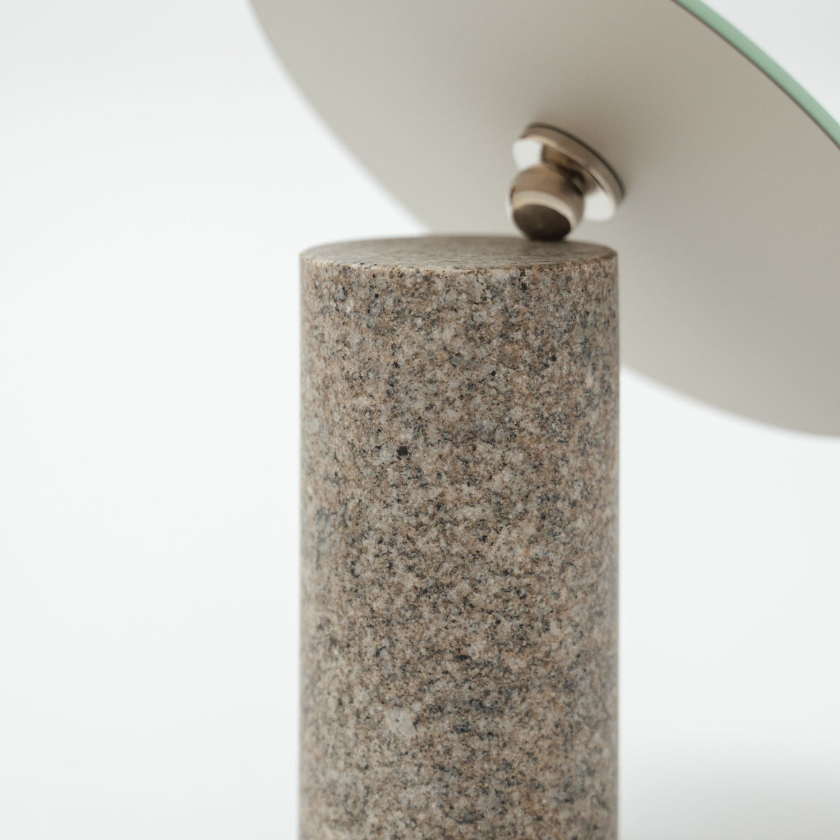 Detail view of Japanese Aji Stone Table Mirror in gray.