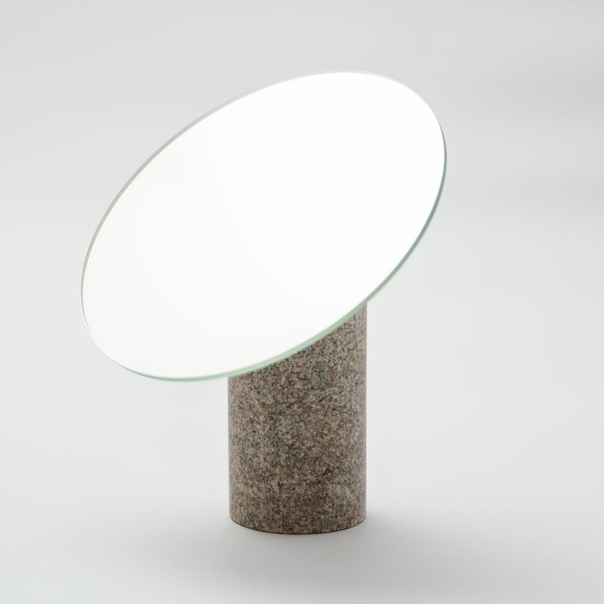 Japanese Aji Stone Table Mirror in gray, front view.