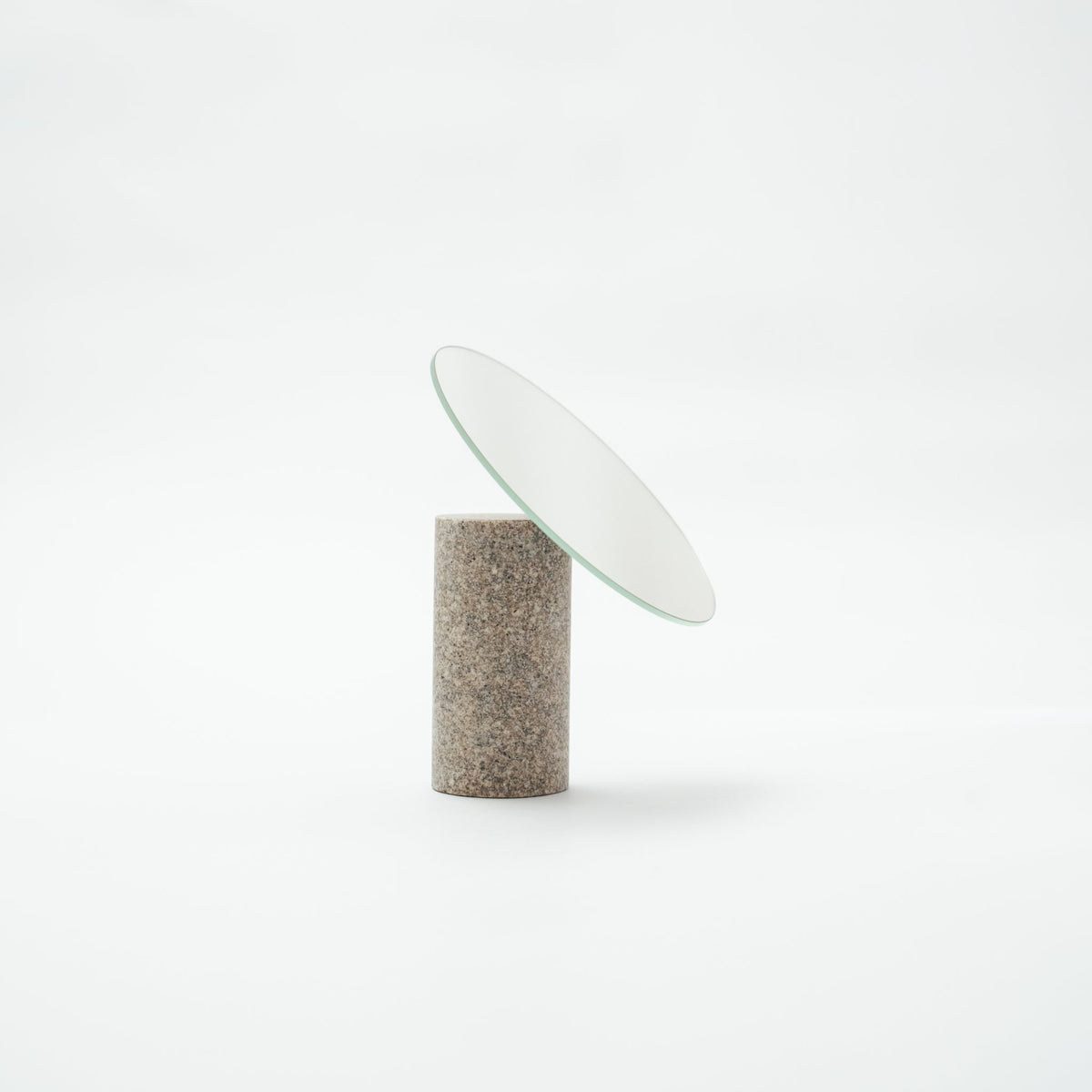 Japanese Aji Stone Table Mirror in gray, front view.