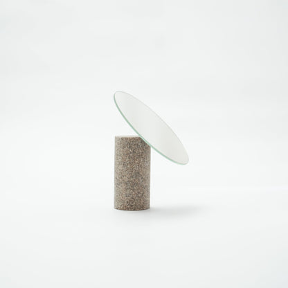 Japanese Aji Stone Table Mirror in gray, front view.