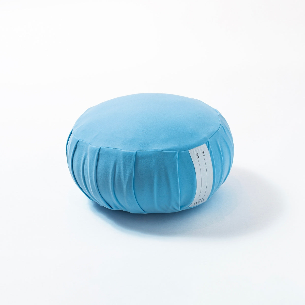Japanese meditation cushion zafu "ZAF MOMENT" medium, calm blue, kapok - Round pleated design for zen and yoga meditation.