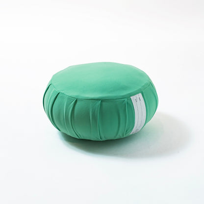Japanese meditation cushion zafu "ZAF MOMENT" medium, mint green, kapok - Round pleated design for zen and yoga meditation.