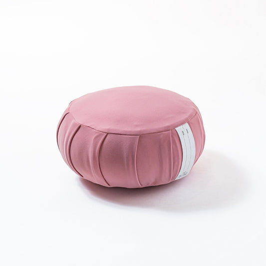 Japanese meditation cushion zafu "ZAF MOMENT" medium, rose, kapok - Round pleated design for zen and yoga meditation.