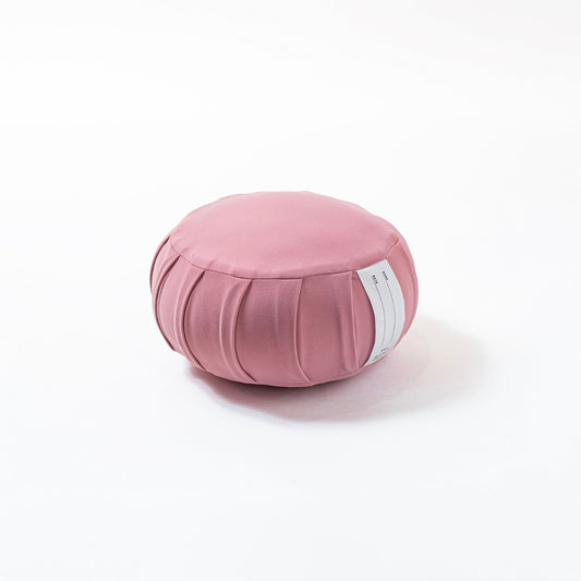 Japanese meditation cushion zafu "ZAF MOMENT" small, rose, kapok - Round pleated design for zen and yoga meditation.
