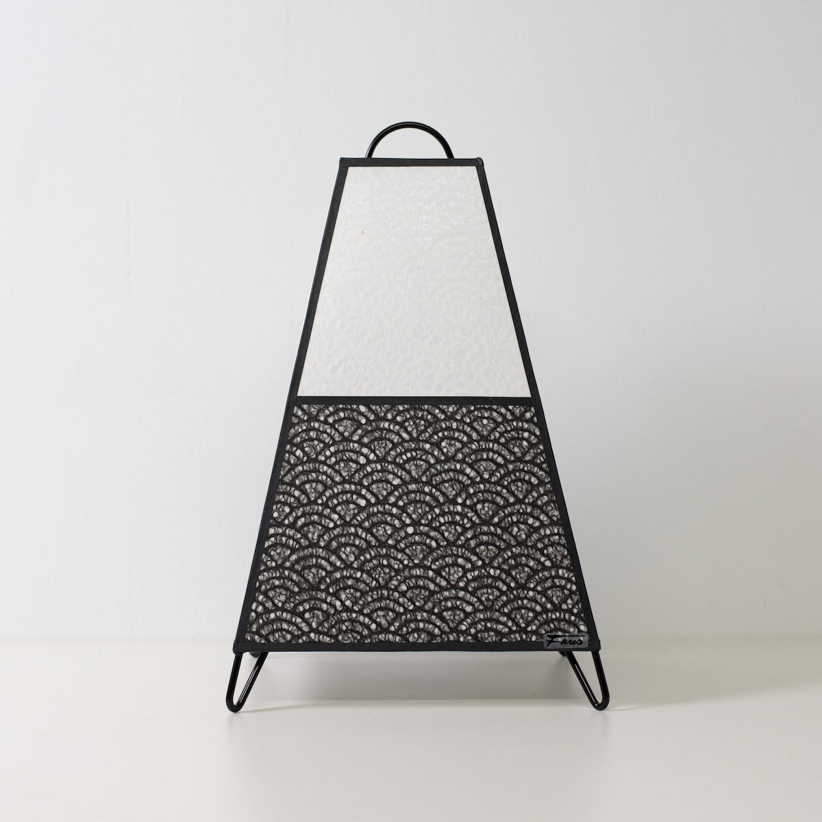 Japanese Paper Floor Lamp KURA Small, monotone, Mino Washi paper - unlit accent lamp from Japan with wave pattern.