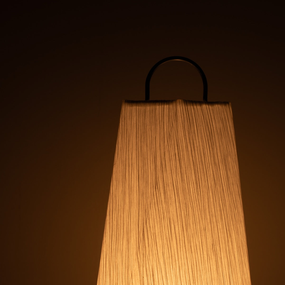 Japanese Paper Floor Lamp ORI Small, white, Mino Washi paper - close-up of illuminated wabi sabi Shibori texture.