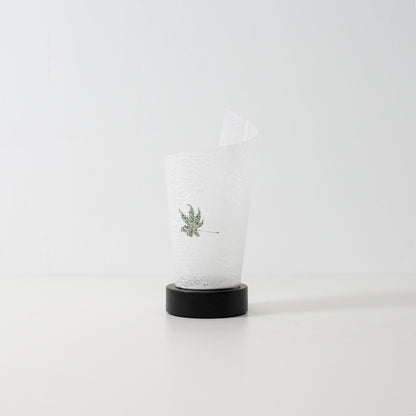 Japanese Paper Table Lamp "Maki" Momiji leaf, natural, Mino Washi paper and wood - unlit accent lamp with a unique rolled design.