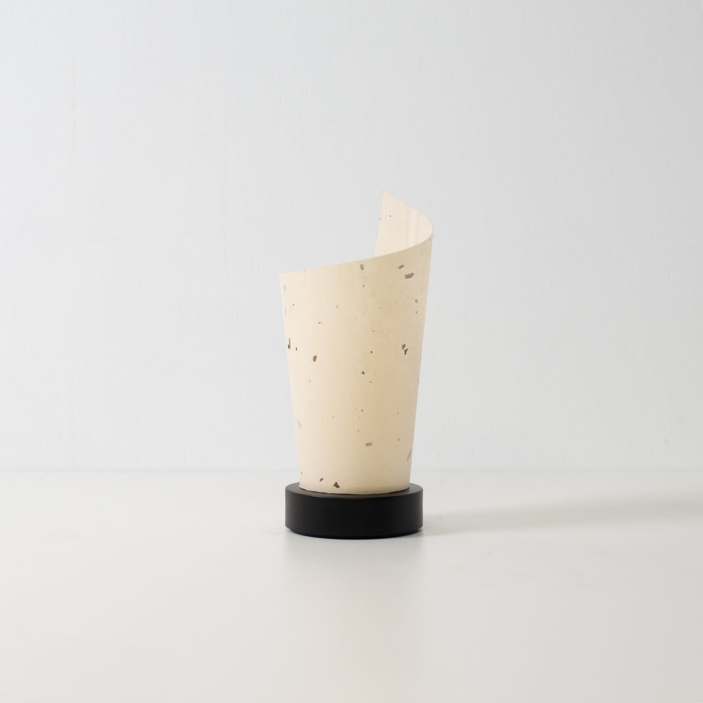 Japanese Paper Table Lamp "Maki", natural, Mino Washi paper and wood - unlit accent lamp with a unique rolled design.