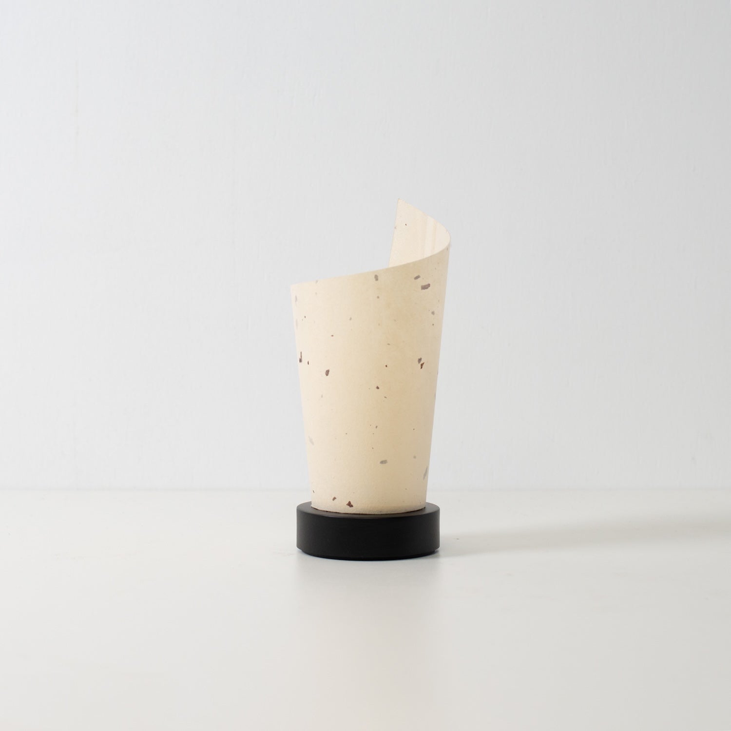 Japanese Paper Table Lamp "Maki", natural, Mino Washi paper and wood - unlit accent lamp with a unique rolled design.
