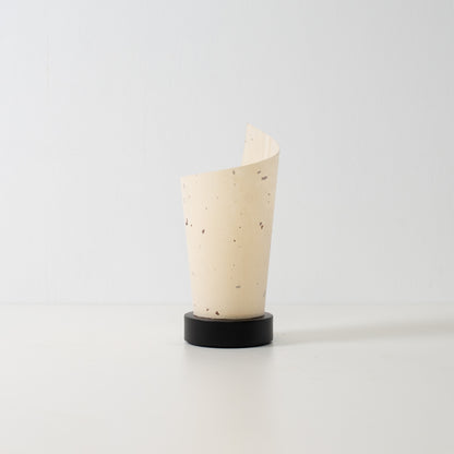 Japanese Paper Table Lamp "Maki", natural, Mino Washi paper and wood - unlit accent lamp with a unique rolled design.
