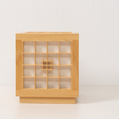 "Lampe de table japonaise en bois Honoka, naturelle, accent Kumiko en bois de Hiba d'Aomori"