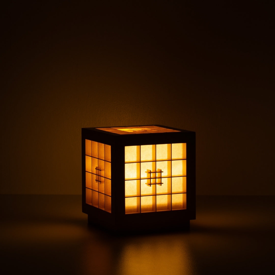 "Lampe de table japonaise en bois Honoka, naturel, Aomori Hiba - Lampe d'ambiance pour chambre à coucher"