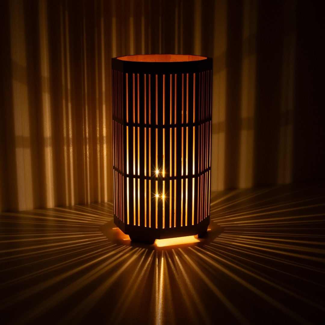 "Lampe de table japonaise en bois Kagayaki, naturelle, Aomori Hiba - Lampe d'appoint artisanale pour décoration zen"